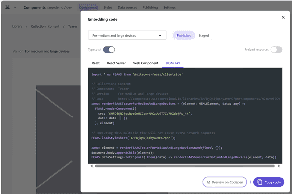 The embedding code